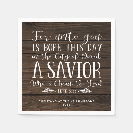 Rustic Wood Kerstmis Verse Typografie Servet (Voorkant)