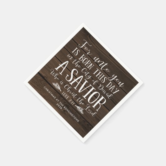 Rustic Wood Kerstmis Verse Typografie Servet (Hoek)