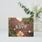 Rustic Wood Kerstmis Winter RSVP Uitnodiging Briefkaart (Staand voorkant)