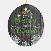 Rustic Wood | Kerstmistletoe en snowflakes Keramisch Ornament (Links)