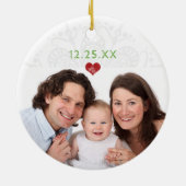 Rustic Wood | Kerstmistletoe en snowflakes Keramisch Ornament (Achterkant)