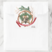 Rustic Wood kerstster Twig Wreath Vierkante Sticker (Tas)