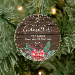 Rustic Wood Kerstwinter Wreath Godmothers Keramisch Ornament