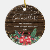 Rustic Wood Kerstwinter Wreath Godmothers Keramisch Ornament (Voorkant)