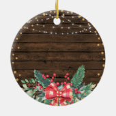 Rustic Wood Kerstwinter Wreath Godmothers Keramisch Ornament (Achterkant)