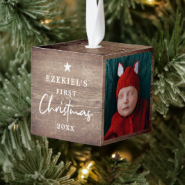 Rustic Wood Kijk baby's eerste kerstfoto Decoratie