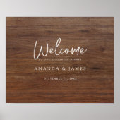 Rustic Wood Kijk bruiloft Rehearsal Dinner Welkom Poster (Voorkant)