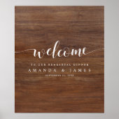 Rustic Wood Kijk bruiloft Rehearsal Dinner Welkom Poster (Voorkant)