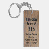 Rustic Wood Kijk Hotel Room Number Sleutelhanger (Voorkant Links)