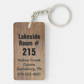 Rustic Wood Kijk Hotel Room Number Sleutelhanger (achterkant)