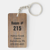 Rustic Wood Kijk Hotel Room Number Sleutelhanger (achterkant)