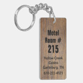 Rustic Wood Kijk Hotel Room Number Sleutelhanger (Voorkant Links)