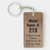 Rustic Wood Kijk Hotel Room Number Sleutelhanger (Voorkant)