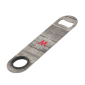 Rustic Wood-Kijk Monogrammed Speed Flessenopener (Voorkant Gekanteld)