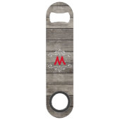 Rustic Wood-Kijk Monogrammed Speed Flessenopener (Achterkant)