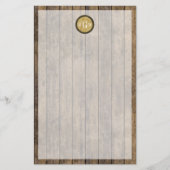 Rustic Wood Kijk Planks #1 Steampunk 3 Monogram Briefpapier (Voorkant)