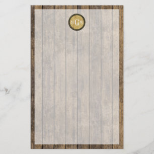 Rustic Wood Kijk Planks #1 Steampunk 3 Monogram Briefpapier
