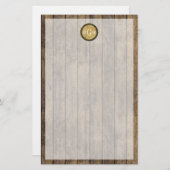 Rustic Wood Kijk Planks #1 Steampunk 3 Monogram Briefpapier (Voorkant / Achterkant)