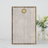Rustic Wood Kijk Planks #1 Steampunk 3 Monogram Briefpapier (Staand voorkant)
