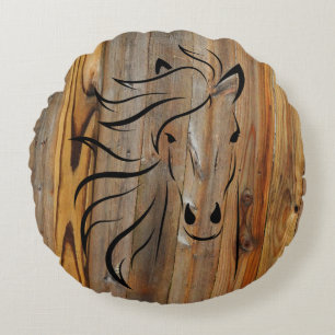Rustic Wood Kijk - Wilde Paard Rond Kussen