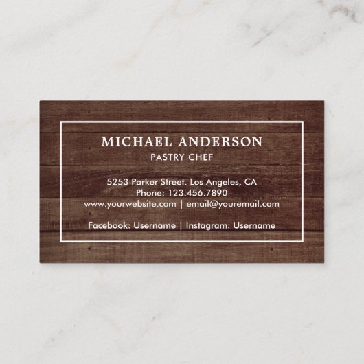 Rustic Wood Kitchen White Rolling Pin Pastry Chef Visitekaartje (Achterkant)