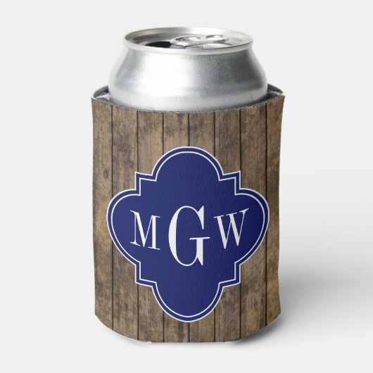 Rustic Wood L Planks #1 Navy Quatrefoil 3 M'gram Blikjeskoeler (Blikje Voorkant)