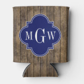 Rustic Wood L Planks #1 Navy Quatrefoil 3 M'gram Blikjeskoeler (Voorkant)