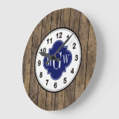 Rustic Wood L Planks #1 Navy Quatrefoil 3 M'gram Grote Klok (Hoek)