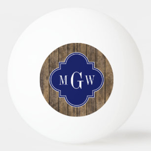 Rustic Wood L Planks #1 Navy Quatrefoil 3 M'gram Pingpongbal