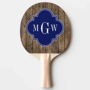 Rustic Wood L Planks #1 Navy Quatrefoil 3 M'gram Tafeltennisbatje