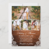 Rustic Wood Lace 4 Foto Weddenschap Kaart (Voorkant)