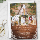 Rustic Wood Lace 4 Foto Weddenschap Kaart