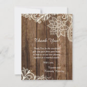 Rustic Wood Lace 4x5 Flat Wedding Hartelijk dank Bedankkaart (Voorkant)