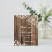Rustic Wood Lace 4x5 Flat Wedding Hartelijk dank Bedankkaart (Staand voorkant)