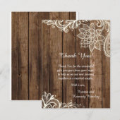 Rustic Wood Lace 4x5 Flat Wedding Hartelijk dank Bedankkaart (Voorkant / Achterkant)