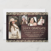 Rustic Wood Lace 5 Photo Collage Afstuderen Kaart (Voorkant)
