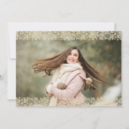 Rustic Wood Lace 5 Photo Collage Afstuderen Kaart (Achterkant)