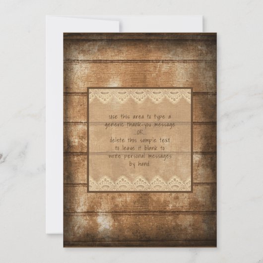 Rustic Wood Lace Afstuderen Foto Dank u Bedankkaart (Achterkant)