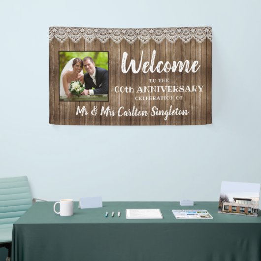 Rustic Wood Lace ANY Jubileum Foto Spandoek (Beurs)