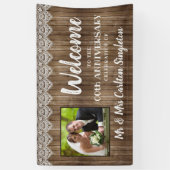 Rustic Wood Lace ANY Jubileum Foto Spandoek (Verticaal)