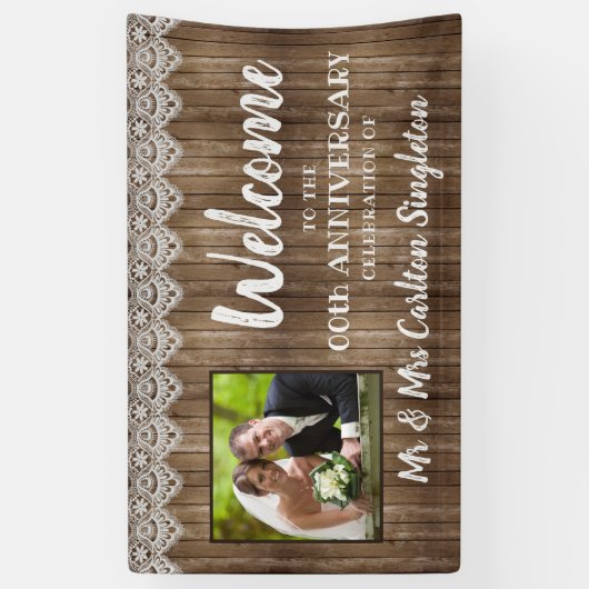 Rustic Wood Lace ANY Jubileum Foto Spandoek (Verticaal)
