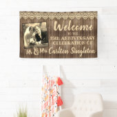 Rustic Wood & Lace ANY Wedding Jubileum Foto Spandoek (Insitu)