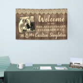 Rustic Wood & Lace ANY Wedding Jubileum Foto Spandoek (Beurs)