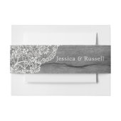 Rustic Wood Lace B&W Wedding Uitnodigingen Wikkel (Voorkant Voorbeeld)