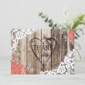 Rustic Wood Lace Baby's Breath Heart Hartelijk dan Bedankkaart (Staand voorkant)