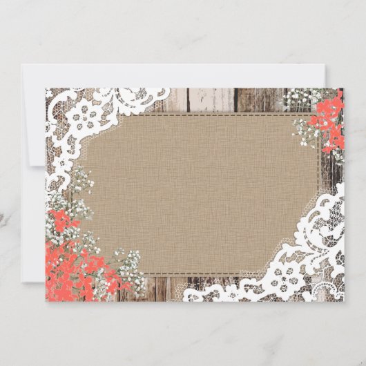 Rustic Wood Lace Baby's Breath Heart Hartelijk dan Bedankkaart (Achterkant)