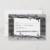 Rustic Wood Lace Barbed Wire rsvp (Voorkant)