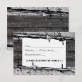 Rustic Wood  Lace Barbed Wire rsvp (Voorkant / Achterkant)