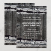 Rustic Wood Lace Barbed Wire Wedding Kaart (Voorkant / Achterkant)