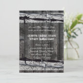 Rustic Wood Lace Barbed Wire Wedding Kaart (Staand voorkant)